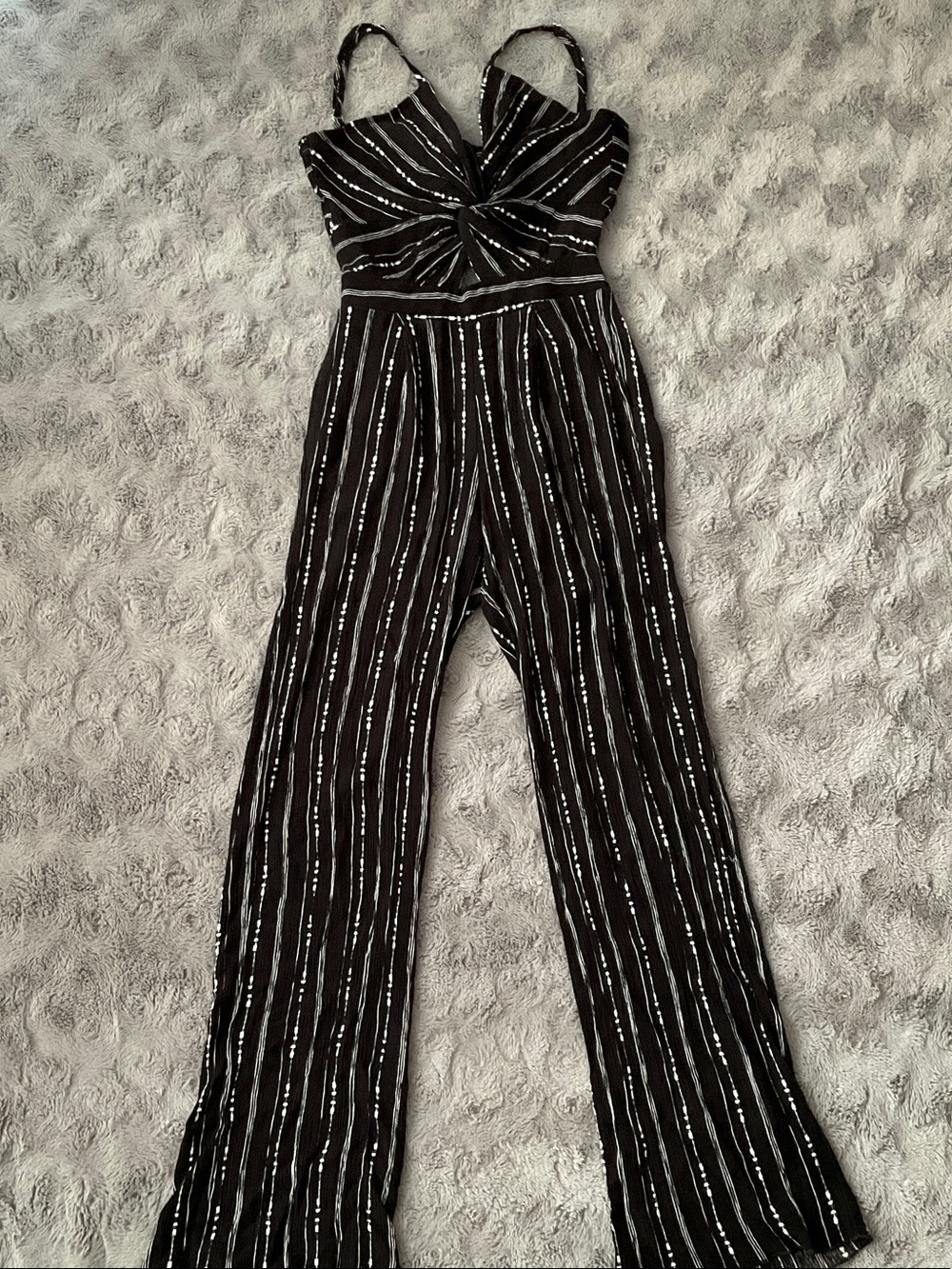 Black Striped Twist-Front Jumpsuit